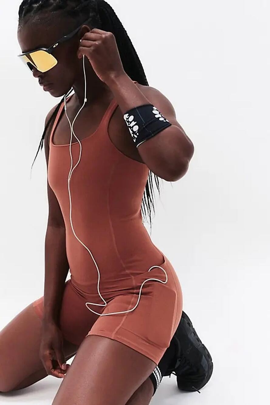 New Free People FP MOVEMENT Never Better Runsie $78 MEDIUM Sequoia Athleticwear
